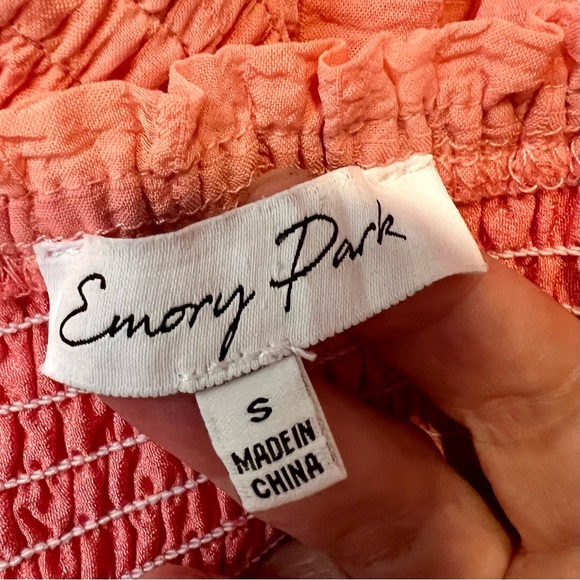 Emory Park Peach-Pink Tiered Gauzey Smocked Maxi Dress. Size Small. - Picture 10 of 14